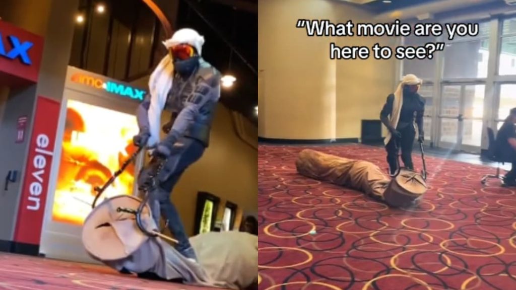 Dune 2 cosplayer goes viral riding sandworm into AMC theater