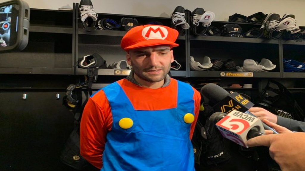 Boston Bruins cosplay as Mario characters for Halloween